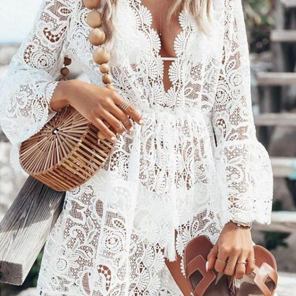 Lace Bikini Cover Up Polyester Beach Skirt New Swimwear Dress Beach