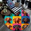 Dachshund Round Area Rug,Carpet Rug for Living Room Bedroom Sofa Playroom Decor,Non-slip Floor Mat