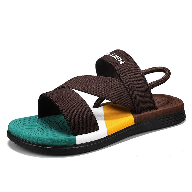 

Large size fashion two-color foot sandals outdoor trend men s open-toed flats travel and leisure beach shoes 39