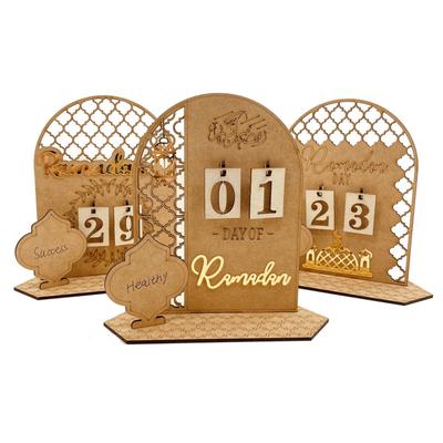 2022 Ramadan Countdown Kalender DIY Eid Mubarak Holzornament Heim Wohnzimmer Tischdekoration Bastelarbeiten Party Festliche Dekoration