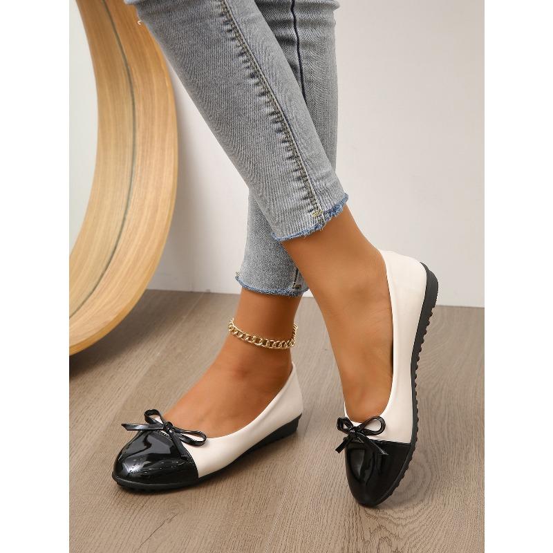 Color-blocking Bow Lazy Shoes 2025 Autumn New Flat Sole One-foot Shallow Shoe Women