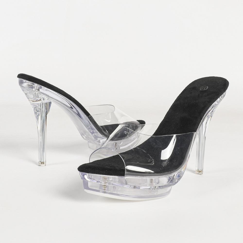 12CM Quadratische Zehenkristall-Slipper, Transparente Klobige Ferse Rutschfeste Slides, 2026 Sexy Hochzeitsauto-Modell Nachtclub-SchuheLDF-19876-7