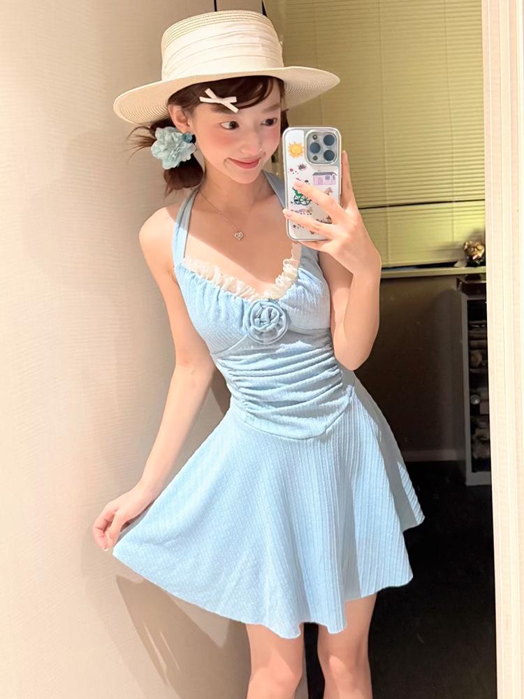 Korean Style Solid Color Slimming One-Piece Bikini - Sexy Cover-Up Swimsuit for Women