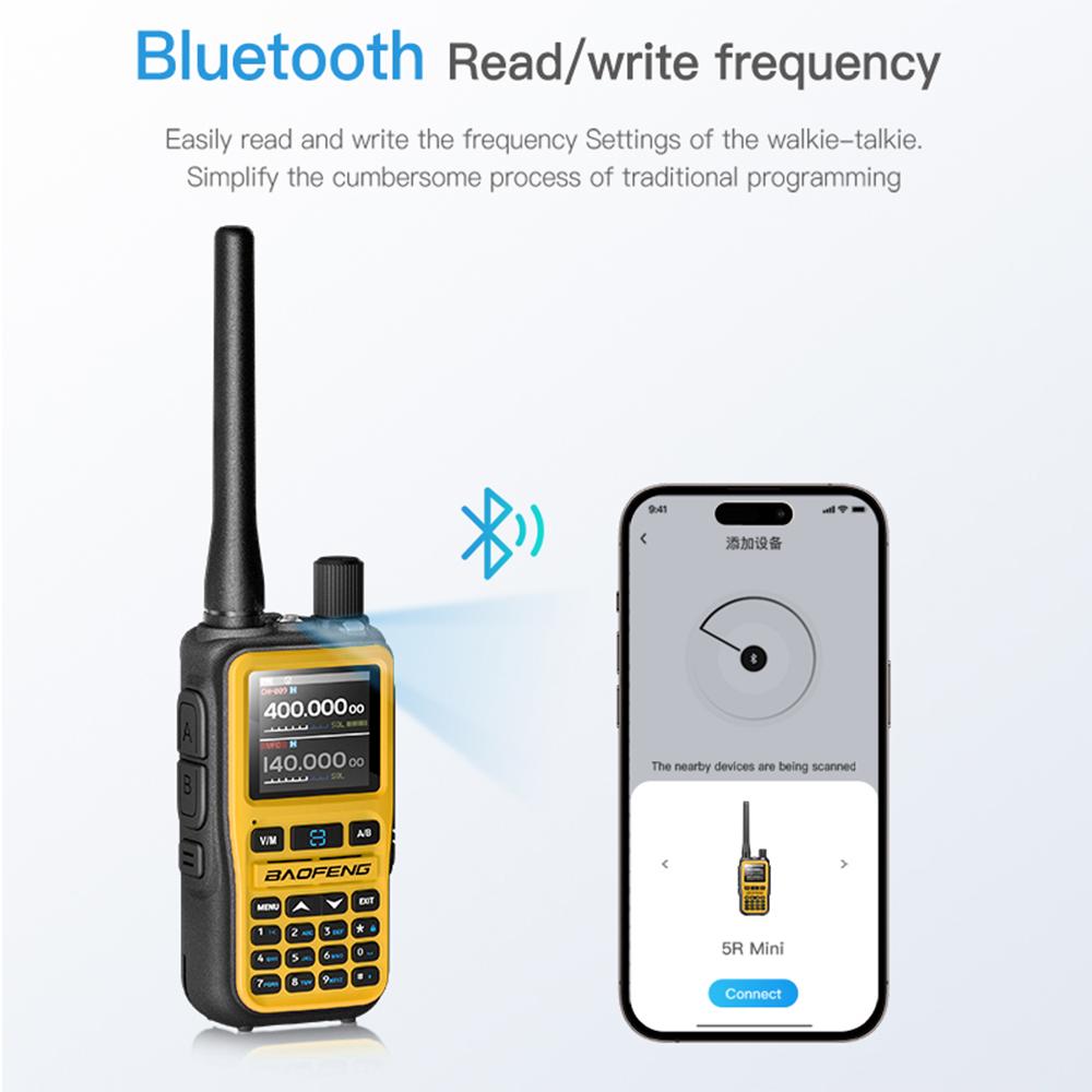 BAOFENG UV 5R Mini-Funkgerät Bluetooth Kabellos Frequenzkopie Große Reichweite Dual-PTT UHF VHF AM Typ-C Lade Amateur 2-Wege-Funkgerät