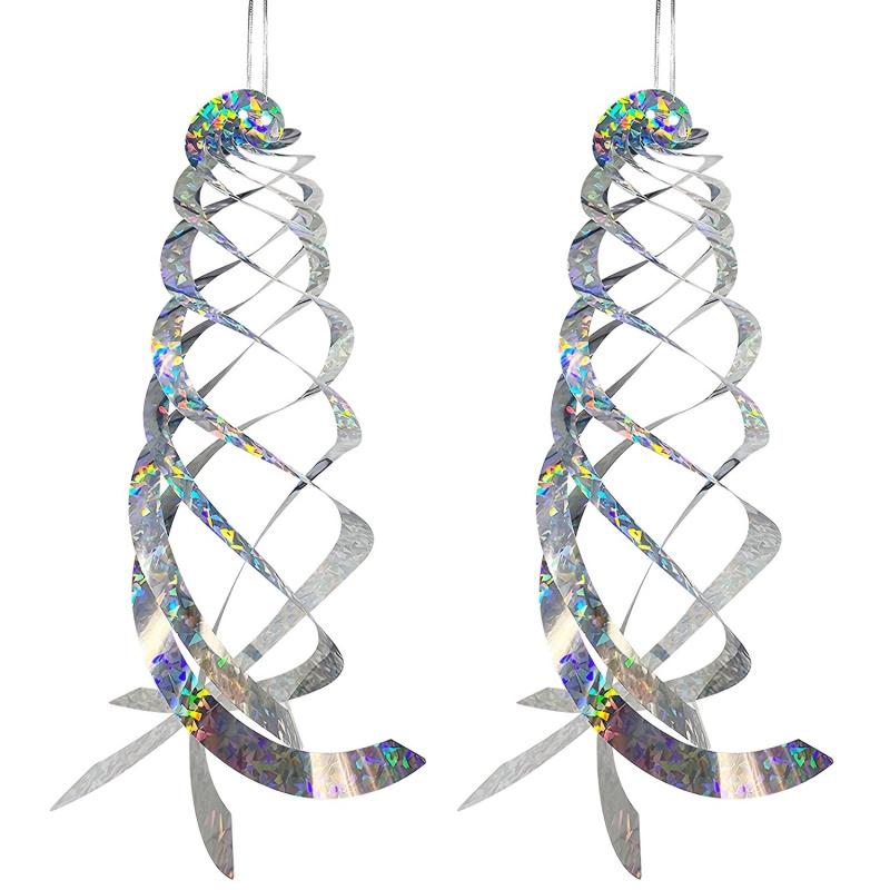 15.8in Hanging Reflective Bird Deterrent Device -6pcs Bird Repellent Spiral Reflectors - Drive Woodpeckers Pigeons Geese Away Fr