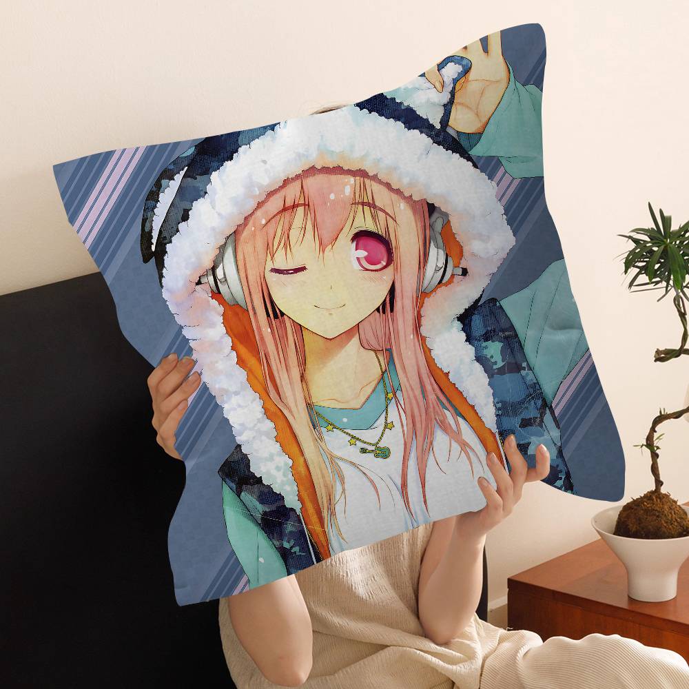SSuper Sonico Personalized Pillow Dust Cover Bedroom Kids Party Decoration Pillowcase Birthday Children Gift