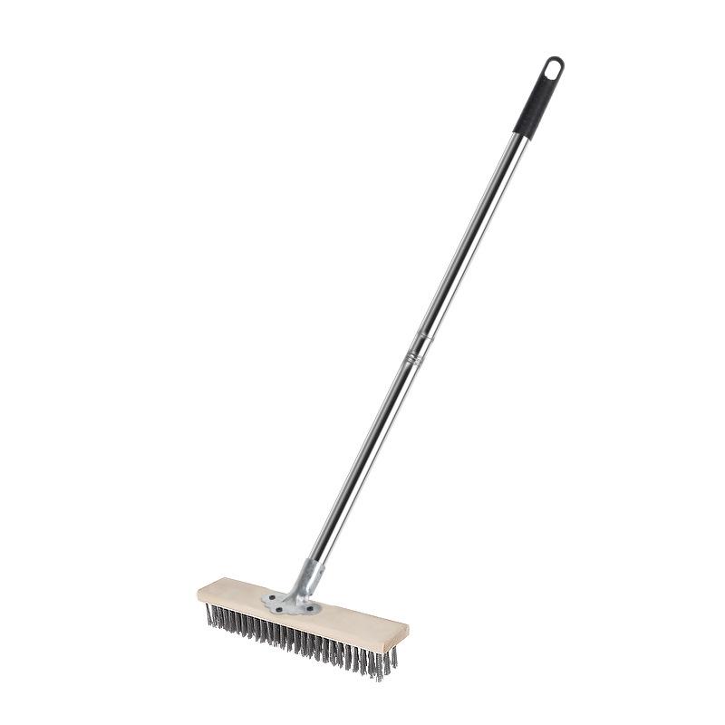 Perie de sârmă din oțel inoxidabil cu mâner lung pentru pardoseli din ciment - Perie de fier cu peri duri pentru îndepărtarea mușchiului