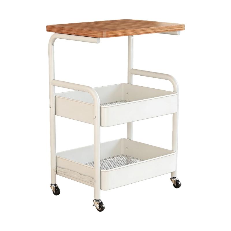 3 Tiered Metal Rolling Storage Cart With Lockable Wheels For Kitchen Bathroom Office Home Organization And Space Saving