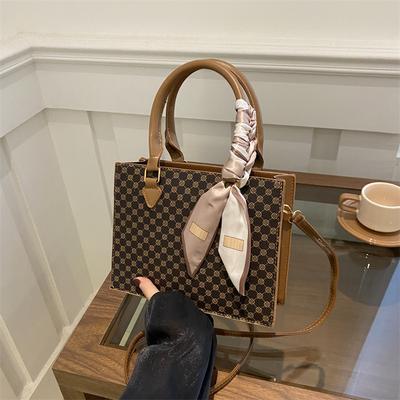 Silk Scarf Portable Small Square Bag Summer Fashion Shoulder Bag Pu Handbag Versatile Messenger Bag