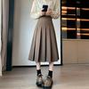 Damen Herbst/Winter High Waist Schlankmachender Plisseerock mit Gürtel - Eleganter Midi-Swing-Rock