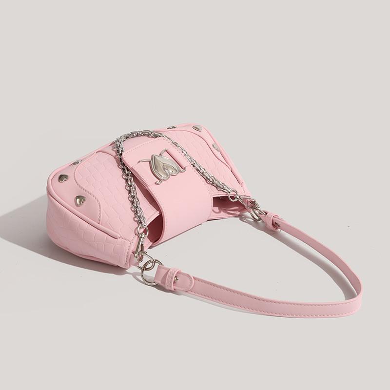 IELGY All-Match Texture Bag Sweet Cool Hot Girl Style One-Shoulder Underarm Bag All-Match Messenger Bag
