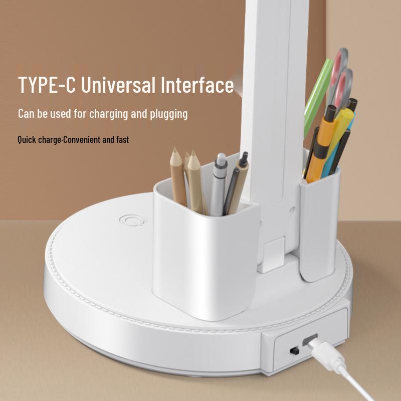 LED Folding Desk Lamp: Eye-Protective, Ambient, Rechargeable Night Light for Study, Dorm, and Bedside Reading.