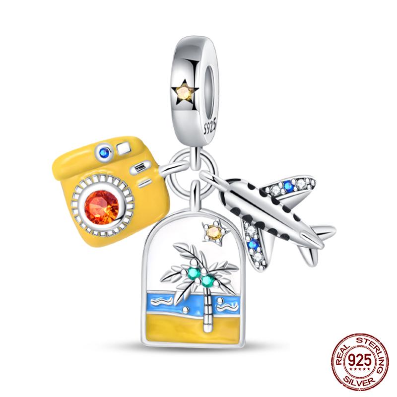 Fashion Copper Travel Aircraft Series Charms Beads Fit Qikaola Original Bracelets Diy Anniversary Jewelry For Women