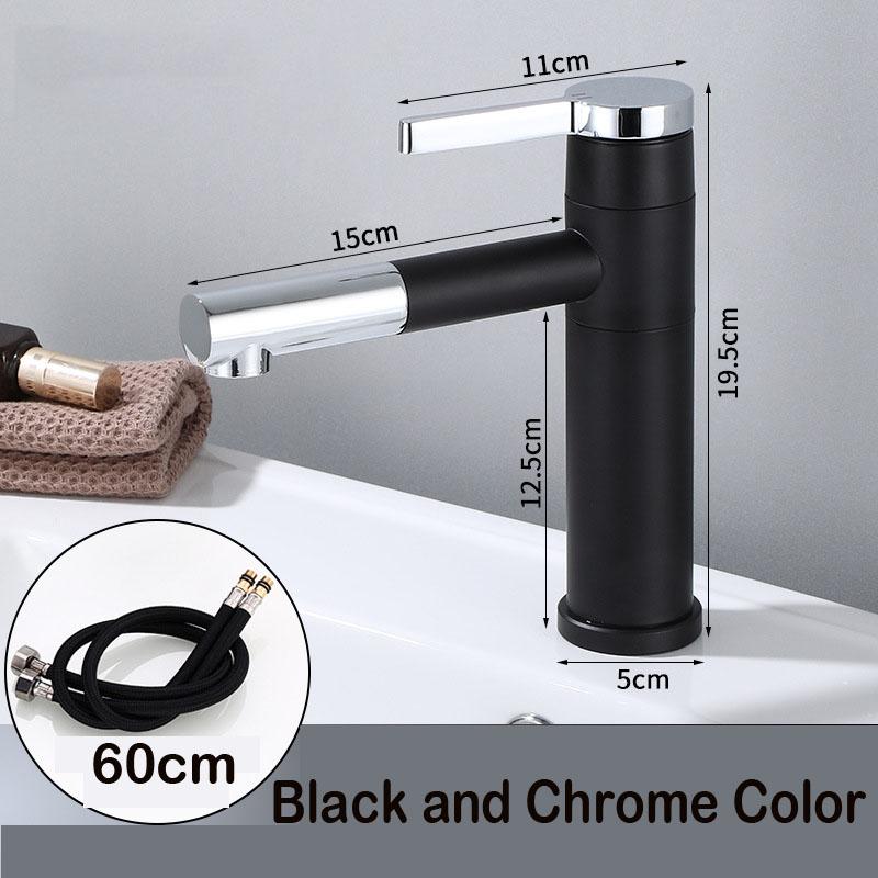 Bathroom Basin Faucets Black Sink Faucets Hot Cold Water Mixer Crane White Deck Mounted 360° Rotating Universal Water Taps Gray