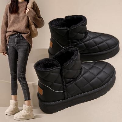 Fashion New Winter Women's Boots High-top Snow Boots Thickened Plush Warm Simple And Versatile Comfortable Cotton Shoes Solid Ankle