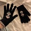 Knitted Five Finger Gloves for Women In Winter  Warm and Velvet Thickened  Student Anti Cold and Freezing Cycling Gloves
