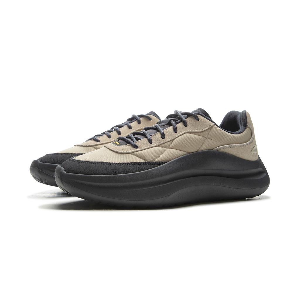 Li Ning Cushioning Slip Resistant Abrasion Resistant Lightweight Low top Casual Shoes Men's Beige Black AGLU299-4
