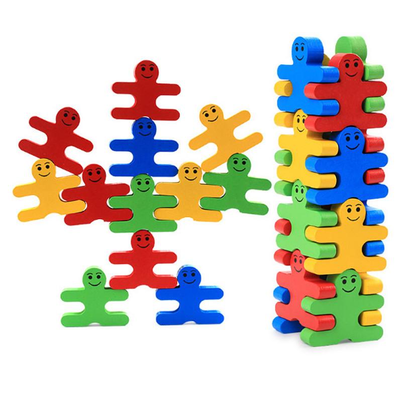 16pcs 3D Children Constructing Blocks Balance Villain Montessori Toys ideal for Early Learning Fine Motor Abilities Present