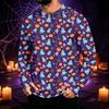 Men's Long Sleeve Sun Hoodie with Halloween Print for Outdoor Activities