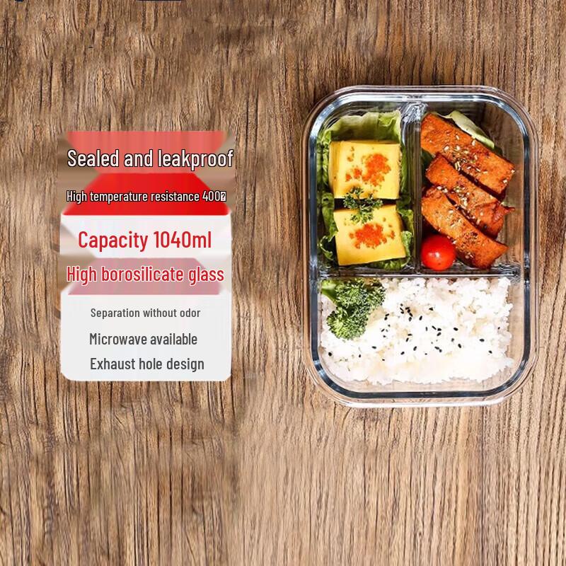 Junyi 1040ml 3-Compartment Lunch Box with Meal Bag