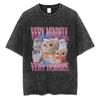 Lesbiche Mangiano Cosa Magliette Lavate Vintage Unisex Casual Cotone Retro Manica Corta Magliette Uomo Donna Carino Divertente Gatto Meme Maglietta