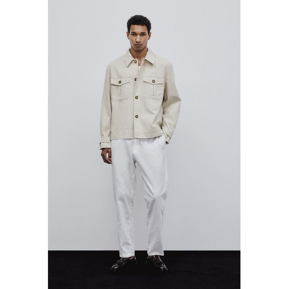 

Куртка HM slim fit из льняной смеси светло-бежевого цвета XS