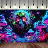 Psychedelic Skull Mushroom Tapestry Wall Hanging Cloth Background Cloth Room Decoration Home Decoration