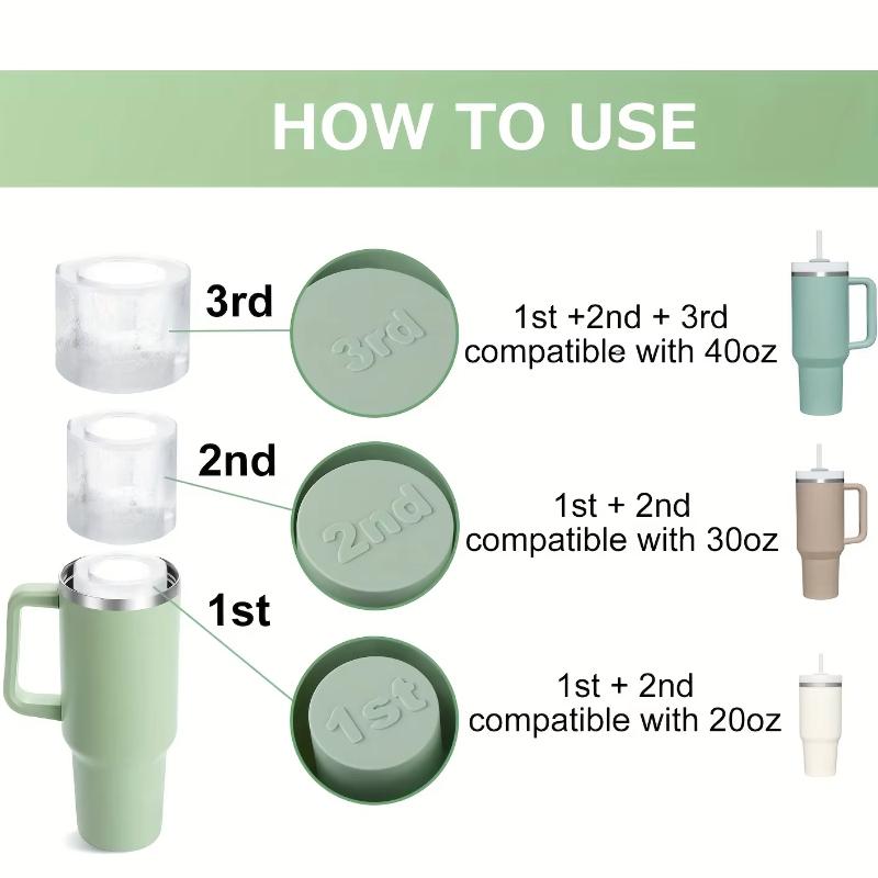 Eiswürfelform für 30oz-40oz Becher 3 Silikon-Hohlzylinder-Eisform mit Deckel