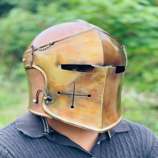 Barbuta Helmet   Medieval Knight Armor 18g Mild Steel Helmet  LARP Cosplay Halloween Costume Barbuta Visored Warrior Helmet