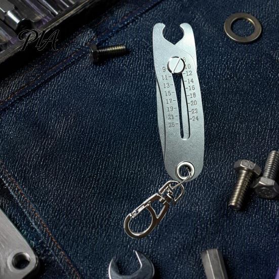 Nut Bolt Gauge Portable Thread Size Checker Keychain, Stainless Steel Precise Gauge, Bolts Finder Verification Tool Keychain