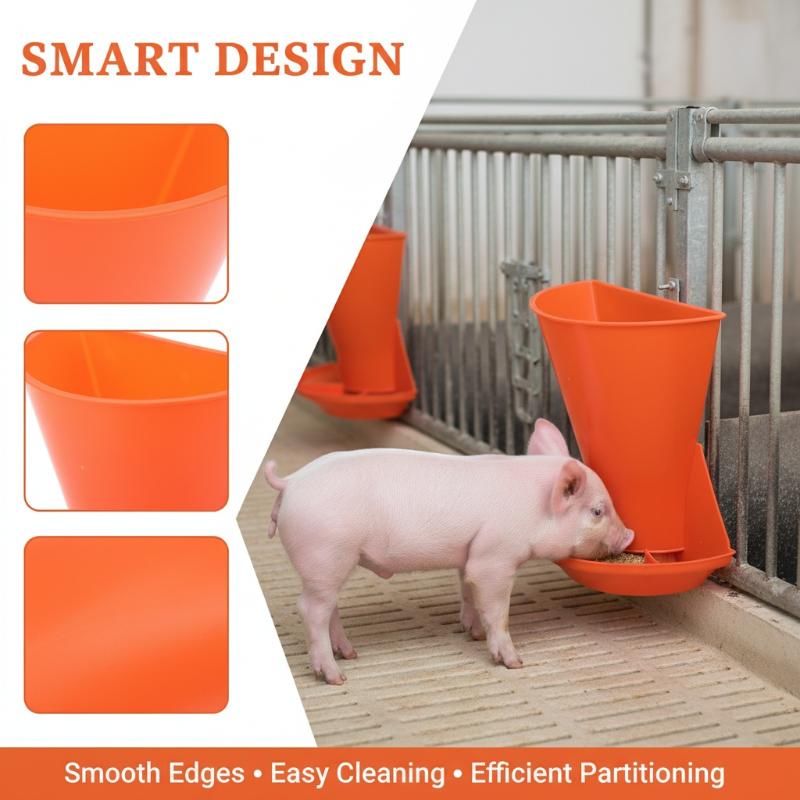Piglet Feeder Bowl Red Wall Mounted Plastic Pig Feed Trough Non Toxic Material for Farm Piglets and Hog Barns
