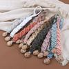 Cotton Handmade Crochet Pacifier Chain Soft Newborn Soothing Pacifier Beech Wood Clip Baby Chew Toy Christmas Gift