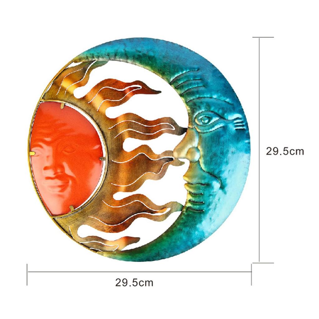 Sun and Moon Wall Art, Garden Wall Art Sun Moon Wall Hanging Sun Moon Metal Wall Decor for Patio Indoor Porch Living Room Fence