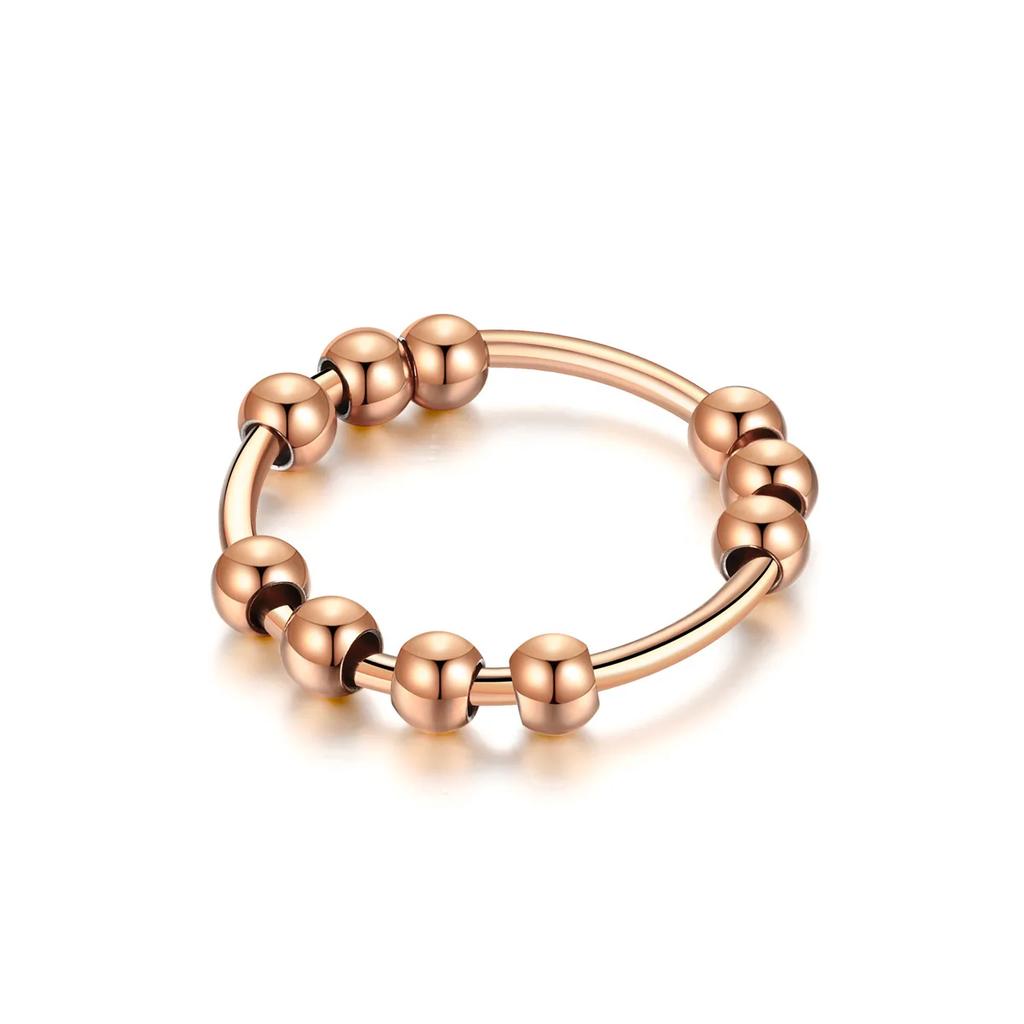Tainless Steel Beads Anxiety Rings For Women Stress Relief Fidget Rings Men Simple Style Fashion Jewelry Accessories