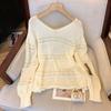 Knitted sweater women's autumn new design sense loose and thin sweater top trendy
