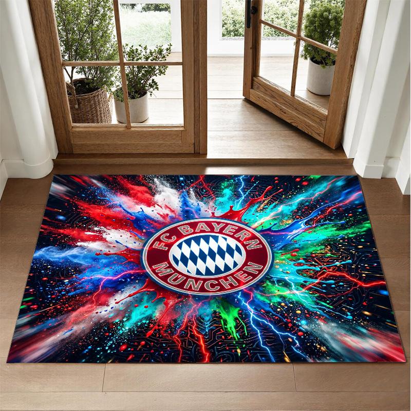 Bayern Munich Design Crystal Velvet Rug Soft Decorative Mat for Bedroom Entrance