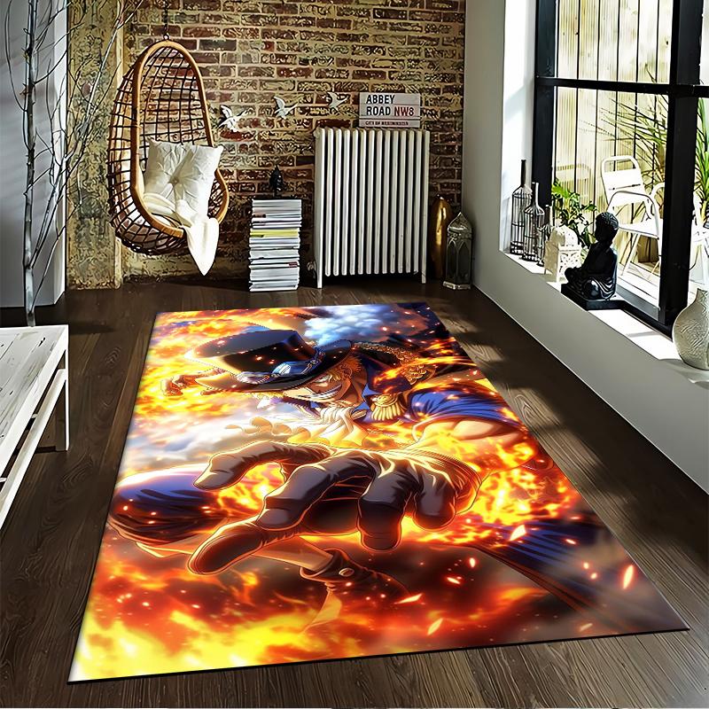 Fiery Anime Character Set Designed floor mat, suitable as a non-slip mat for the living room or bedroom sofa