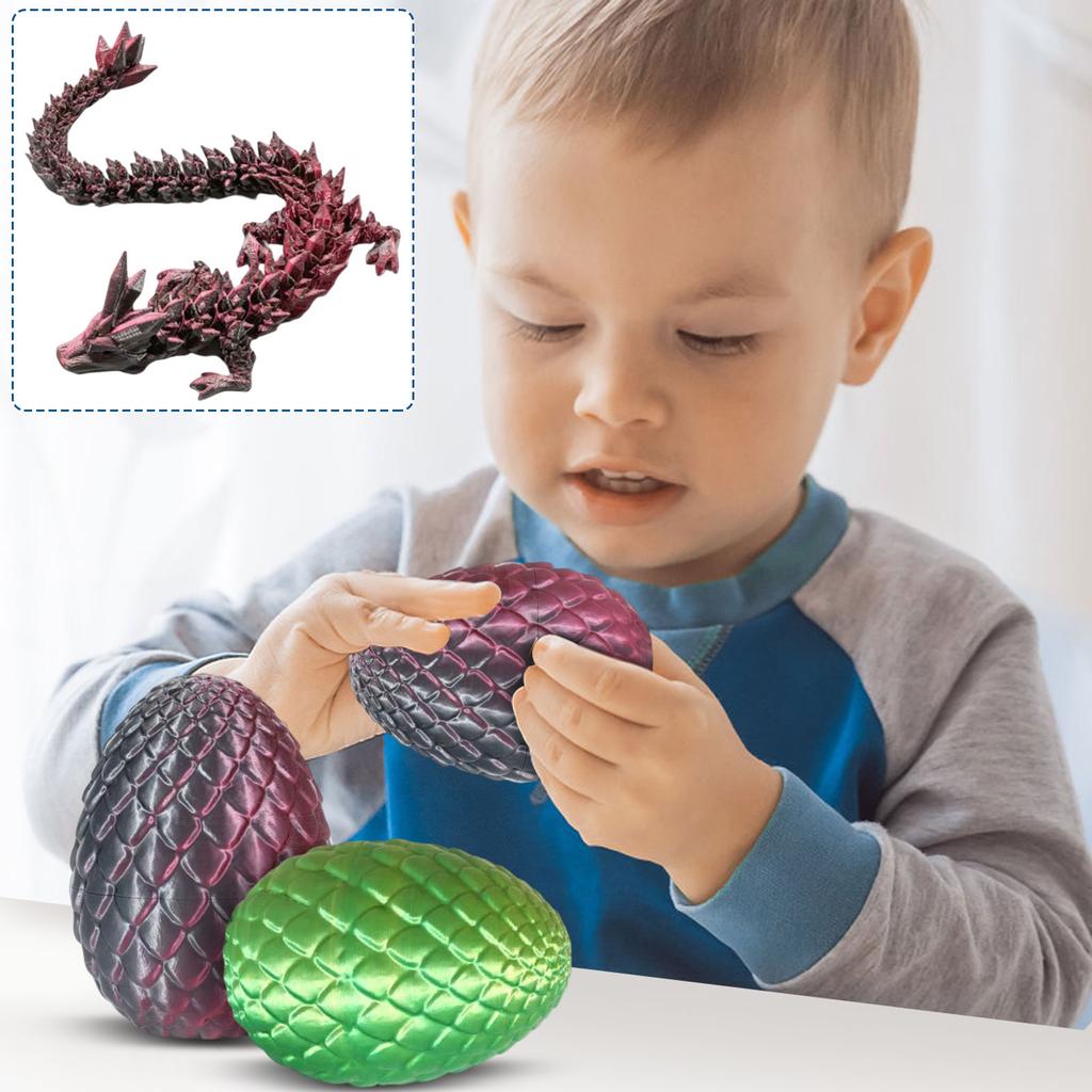 3D Printed Articulated Toy with Movable Joints and Colorful Egg