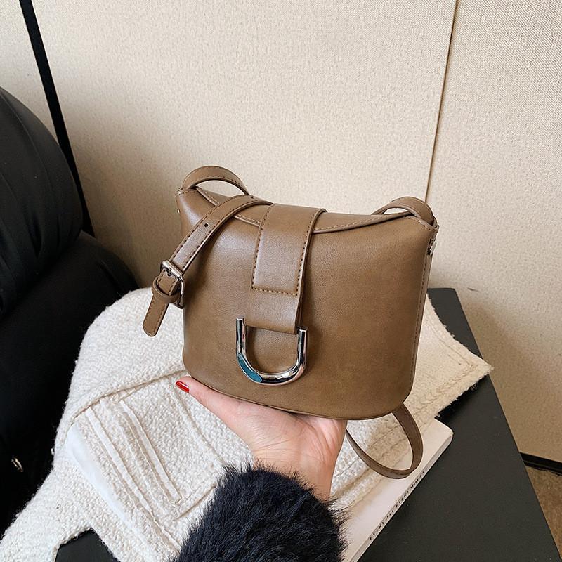 Fashionable Women s New 2023 Autumn Winter Mini Saddle Bag Simple Casual Crossbody Bag With High-end Feel хаки