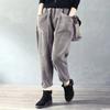 Autumn Winter Elastic Waist Solid Loose Causal Corduroy Harem Pants Women Pockets All-match Velvet Trousers