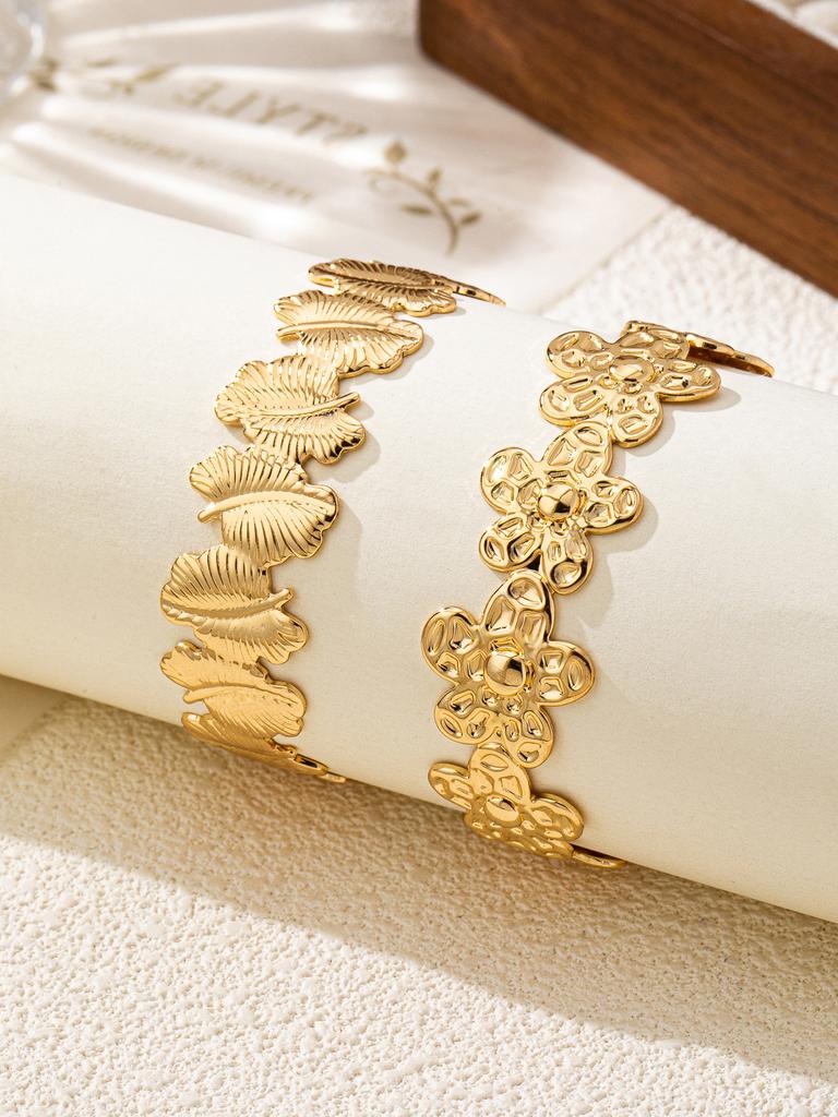 Flower leaf shape C bracelet simple personality trend versatile bracelet