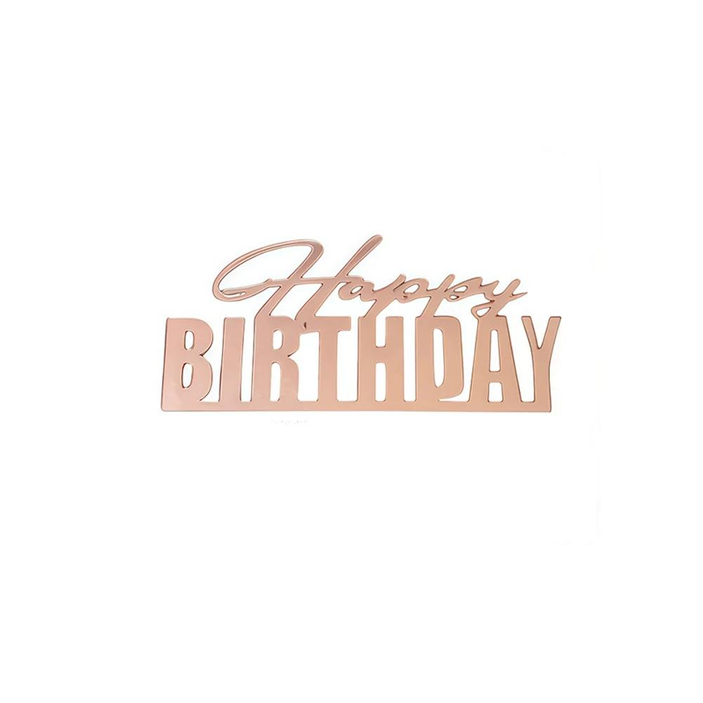 Nová dětská narozeninová party boční vlaječka na dort pro miminko Dárek Zlatý akrylátový Happy Birthday Dortové ozdoby Dortové ozdoby Potřeby na pečení