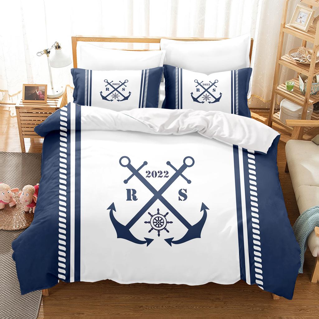 Nautical Anchor And Compass Duvet Cover Set Bedding Comforter Sets King Size  3D Children'S   1 Quilt Cover
