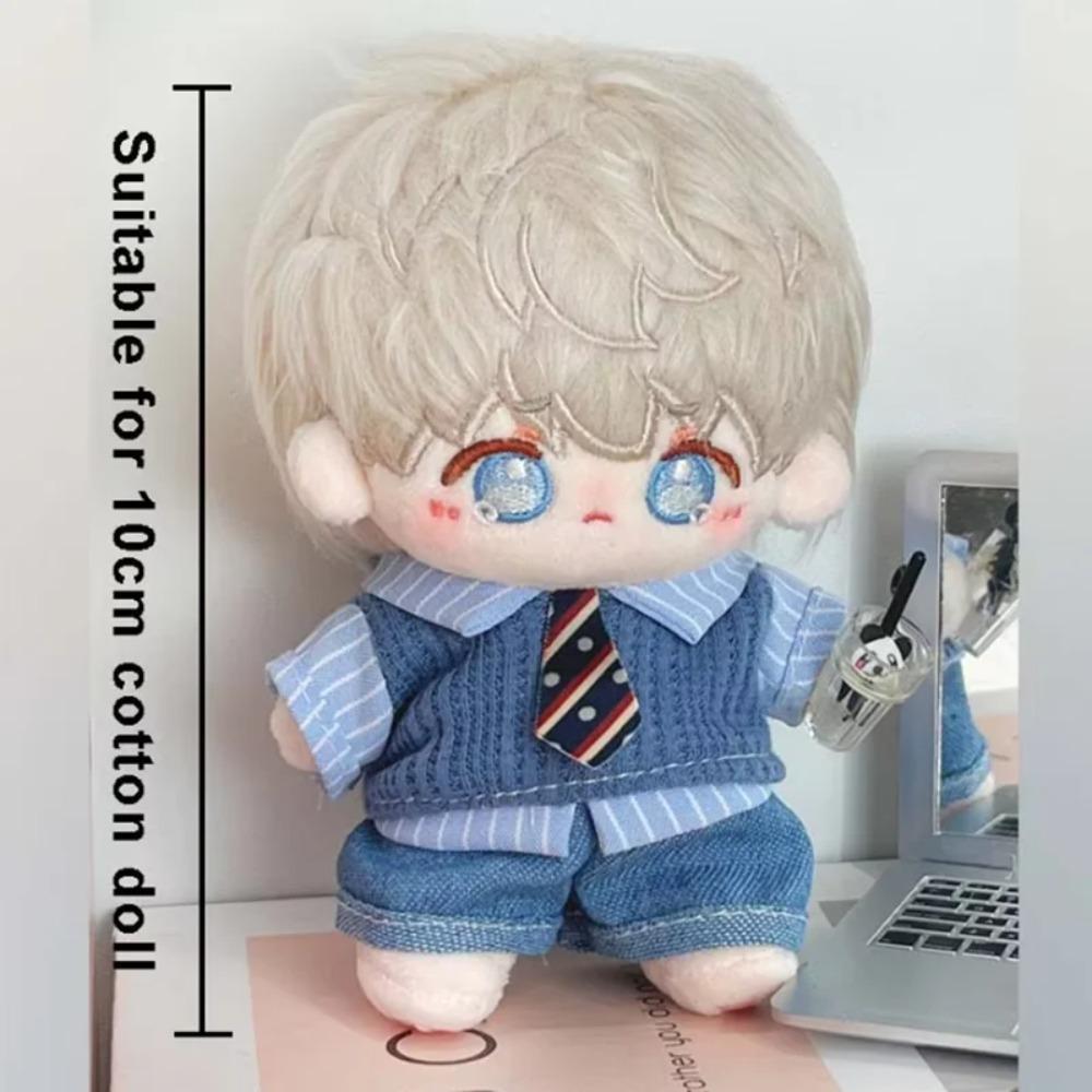 10cm Baumwollpuppenkleidung Preppy Stil Weste Kleidung für Plüschpuppen Ersatz Anzug Für Kawaii Puppenzubehör Kinder Verkleidungsspielzeug
