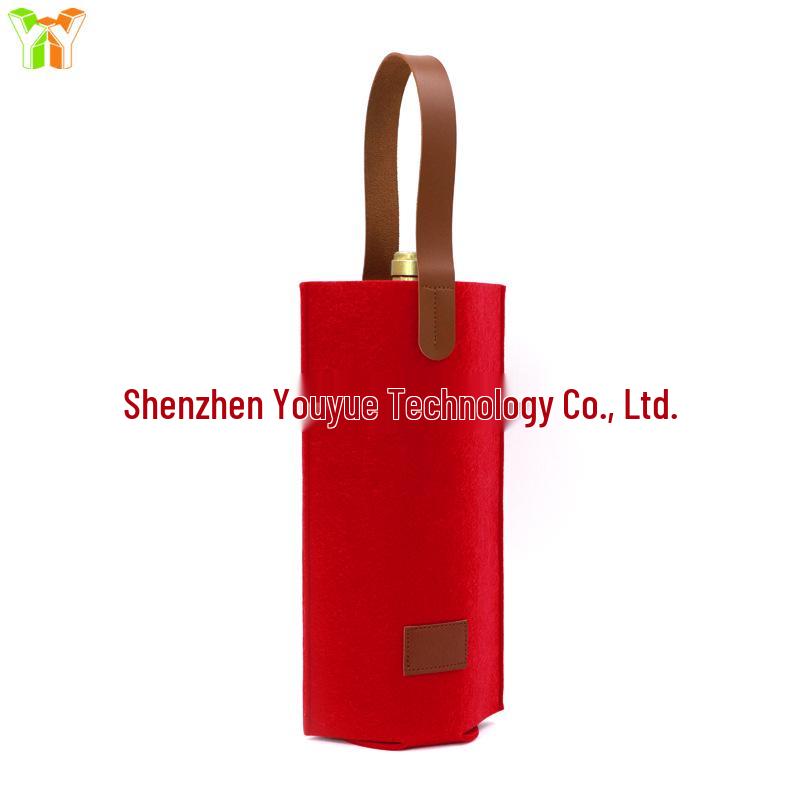 Portable 750ml Felt Wine Gift Bag - Handheld Alcohol & Beverage Storage