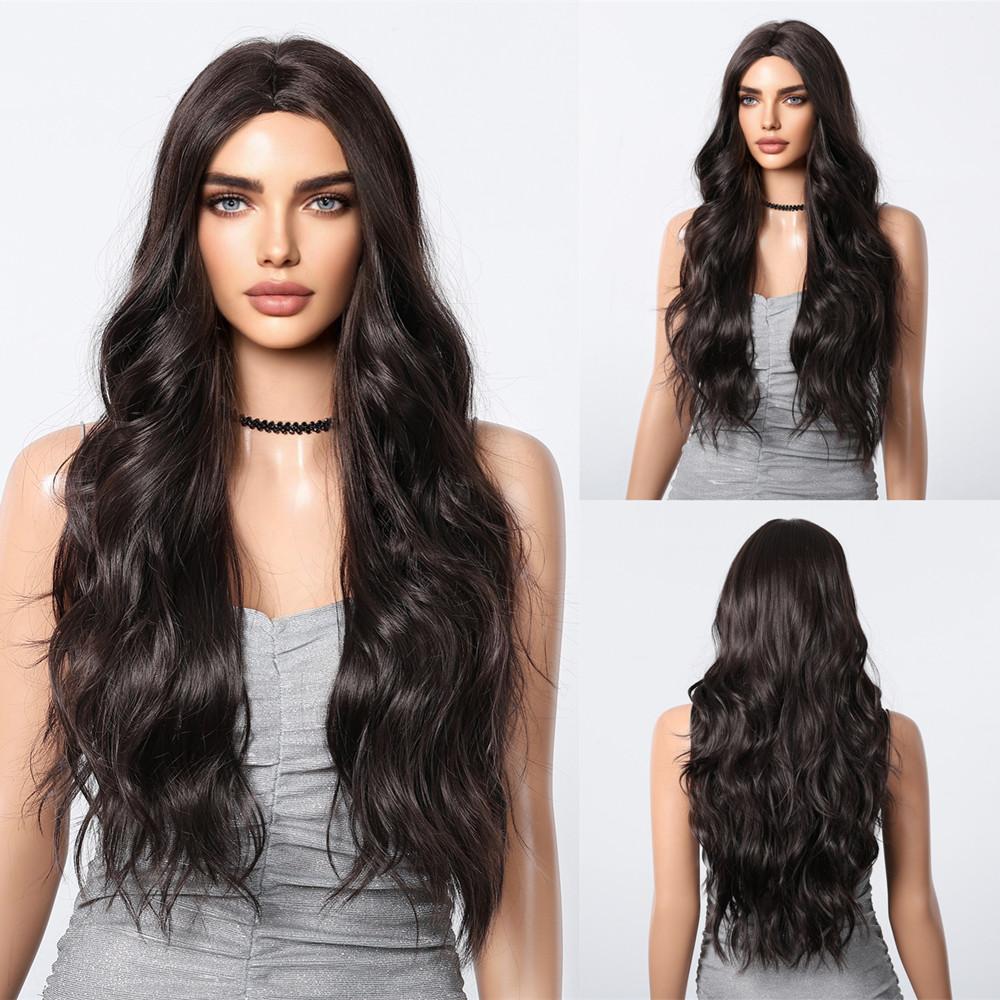 Blonde Synthetic Wigs with Pink Highlights Long Ombre Natural Wavy Wig Middle Part Hair for Party Daily Use Heat Resistant Fiber