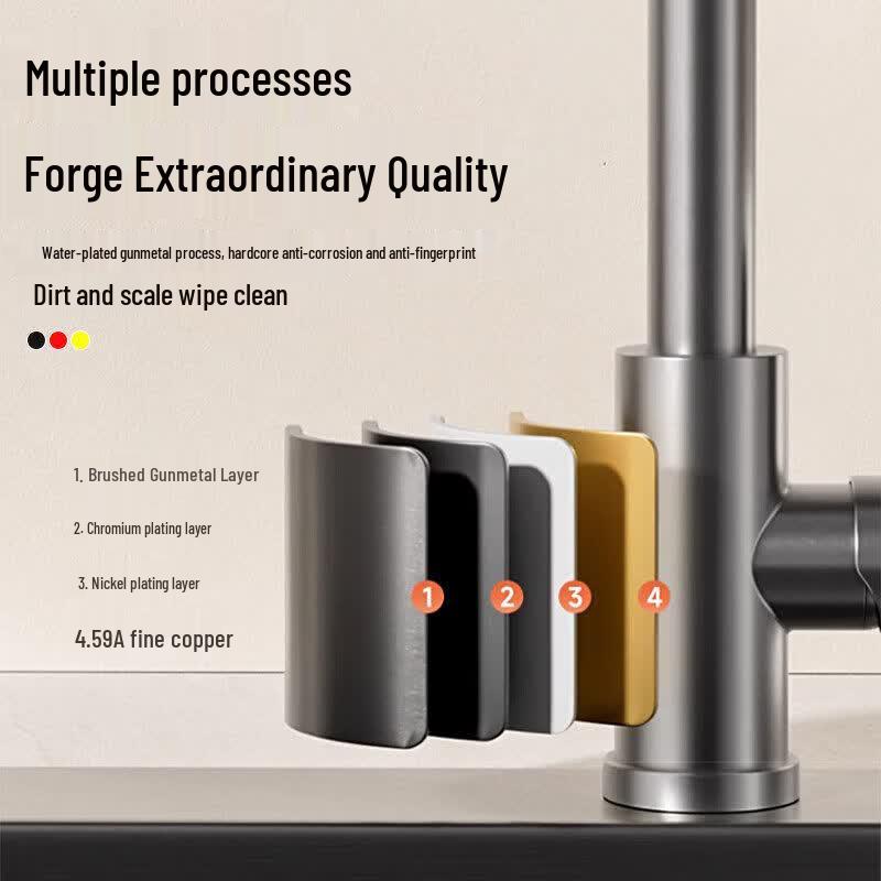 TLXT Full Copper Kitchen Faucet with Pull-Out Sprayer