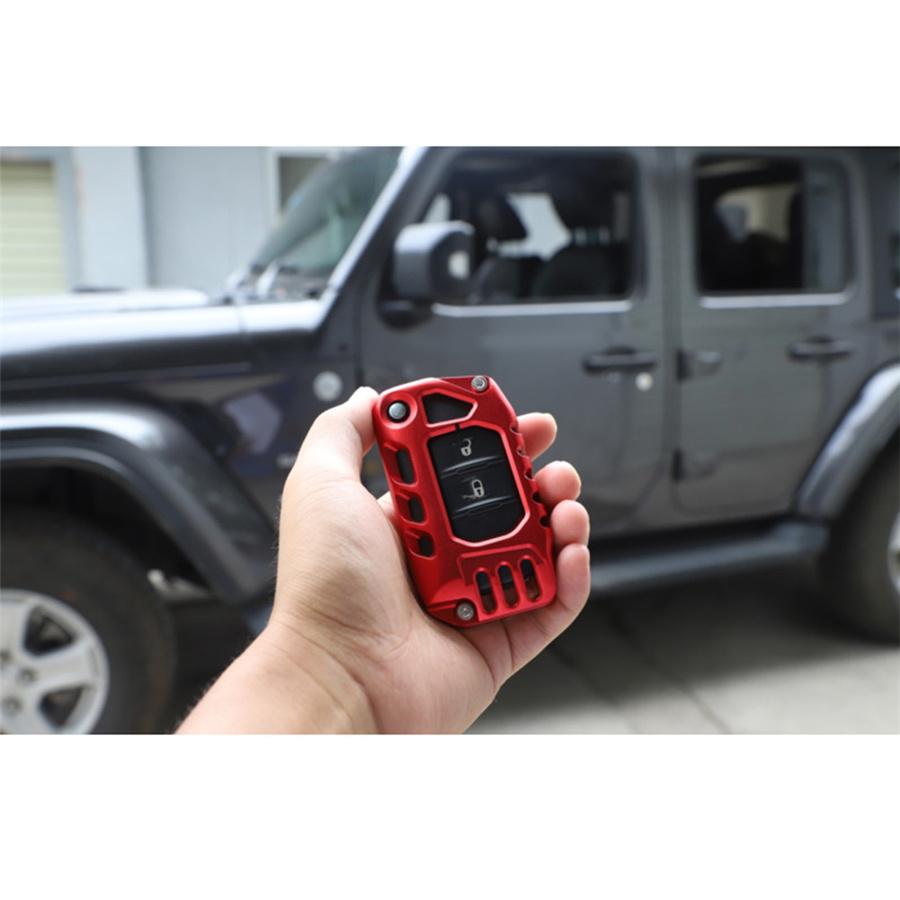 Alloy Key Case Cover Shell Protector Accessories For Jeep Wrangler JL JT 2018+