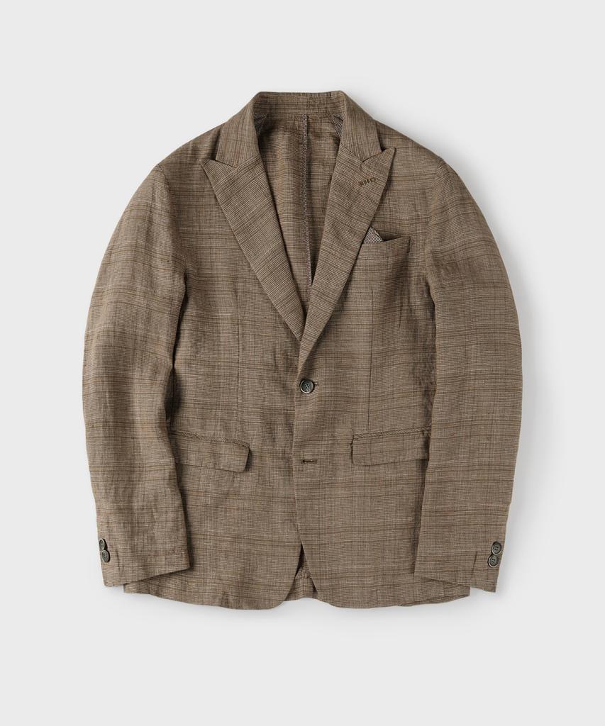 Panicale Brown Linen Classic Check Jacket