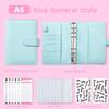 A6 PU Leather Six-Ring Loose-Leaf Binder with Zipper Pockets and Planner